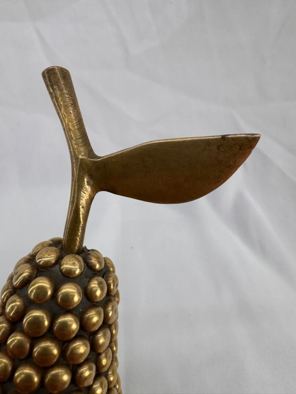 Vintage Studded Brass Pear Mid Century Home Decor Whimsical Hobnail Paperweight